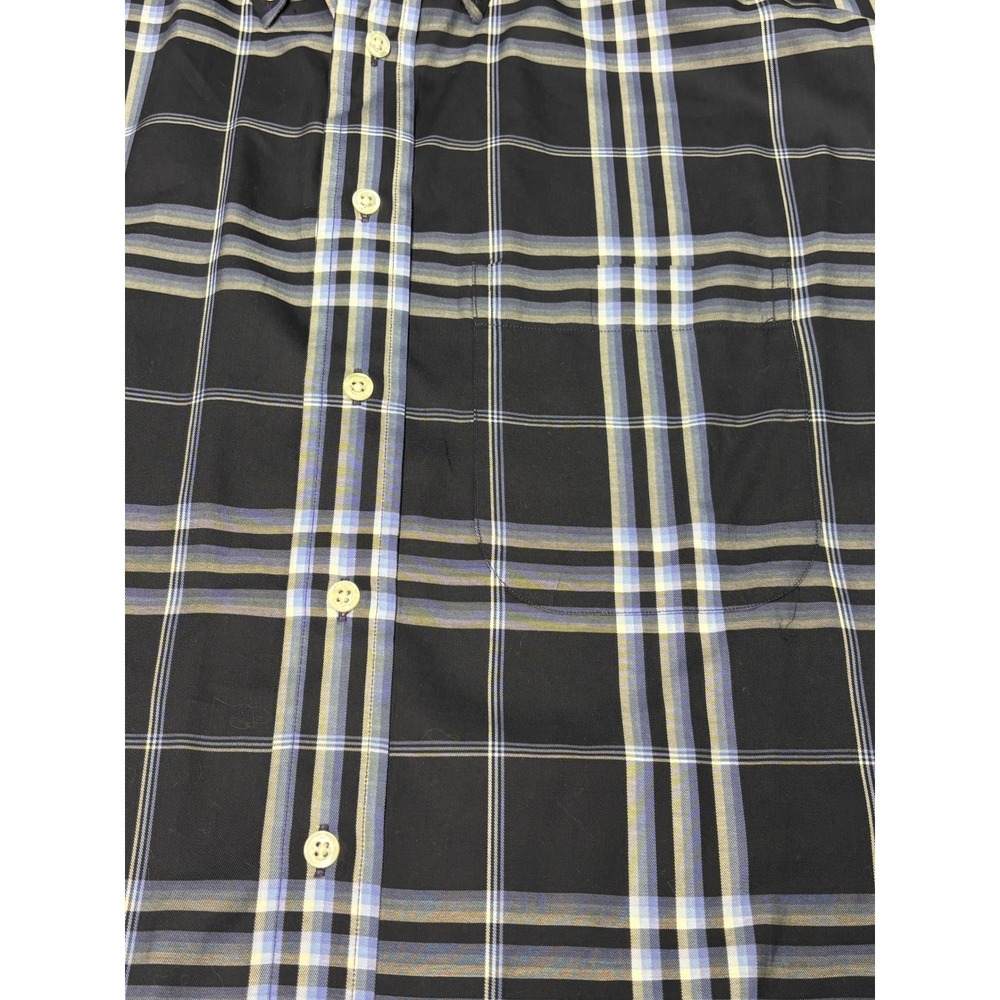 Burberry London Mens XXL Navy Blue Plaid Button Down Shirt Made in USA Cotton - Picture 2 of 11